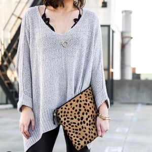Tan/Pink Loose Dolman Sweater